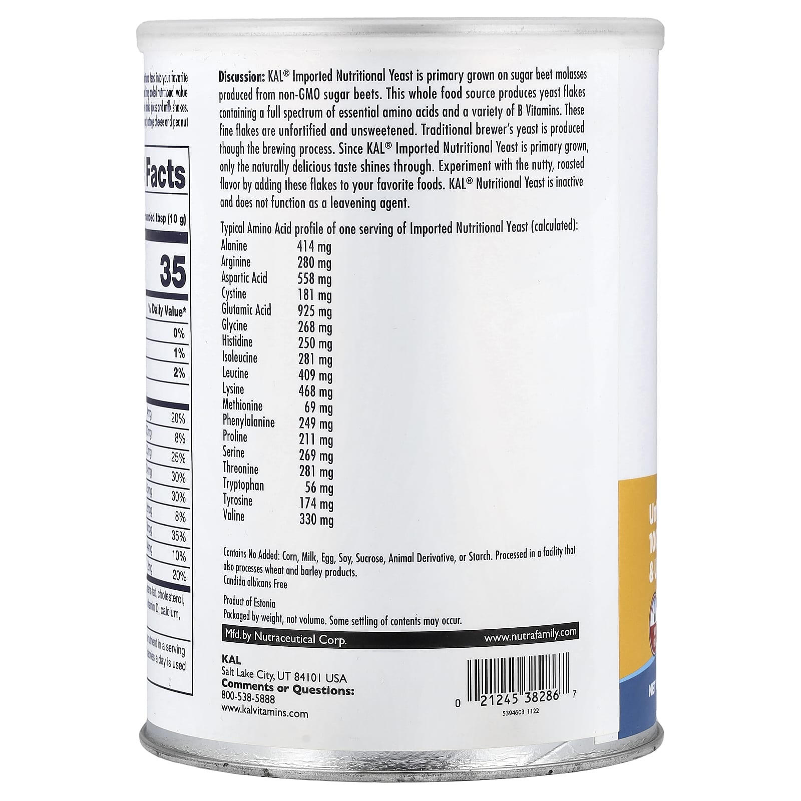 KAL, Imported Nutritional Yeast Flakes, 14.8 oz (420 g)
