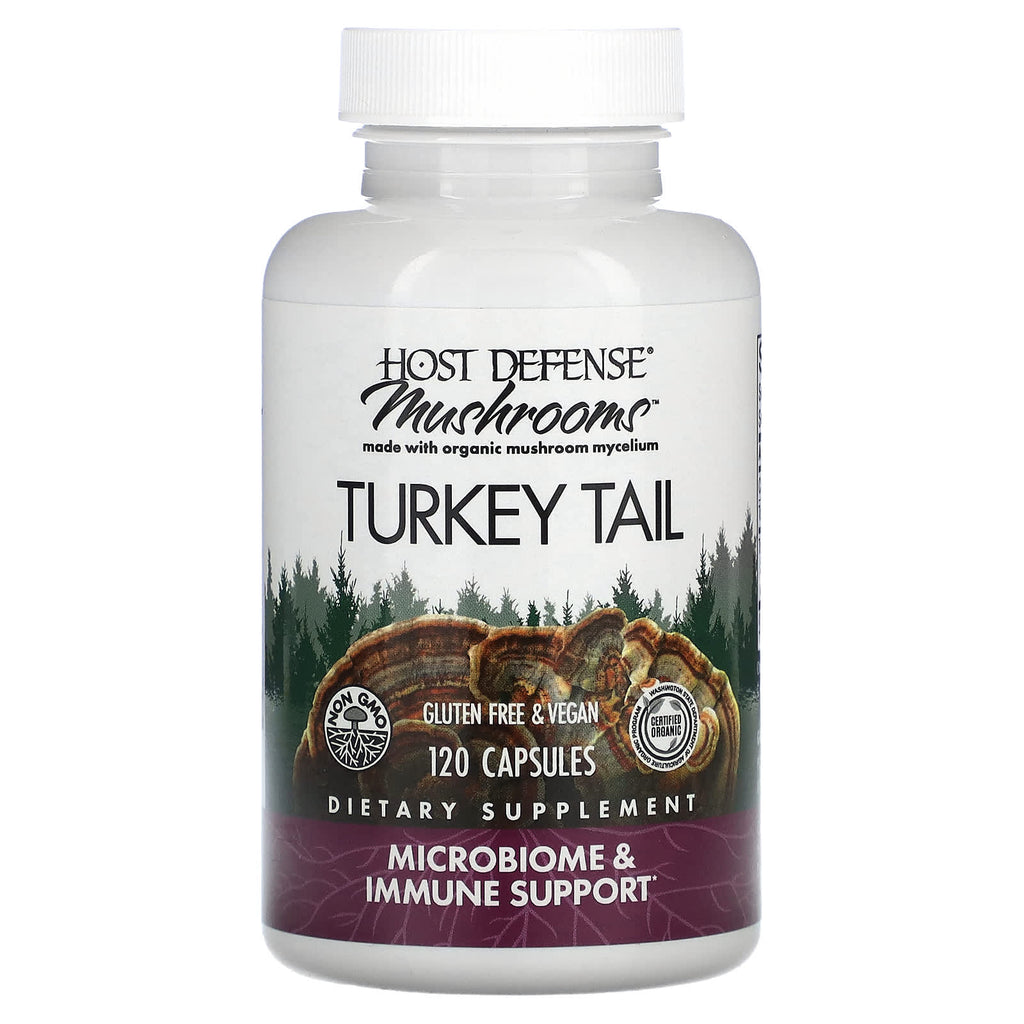 Host Defense, Mushrooms, Turkey Tail, 120 Capsules (0.5 g per Capsule)
