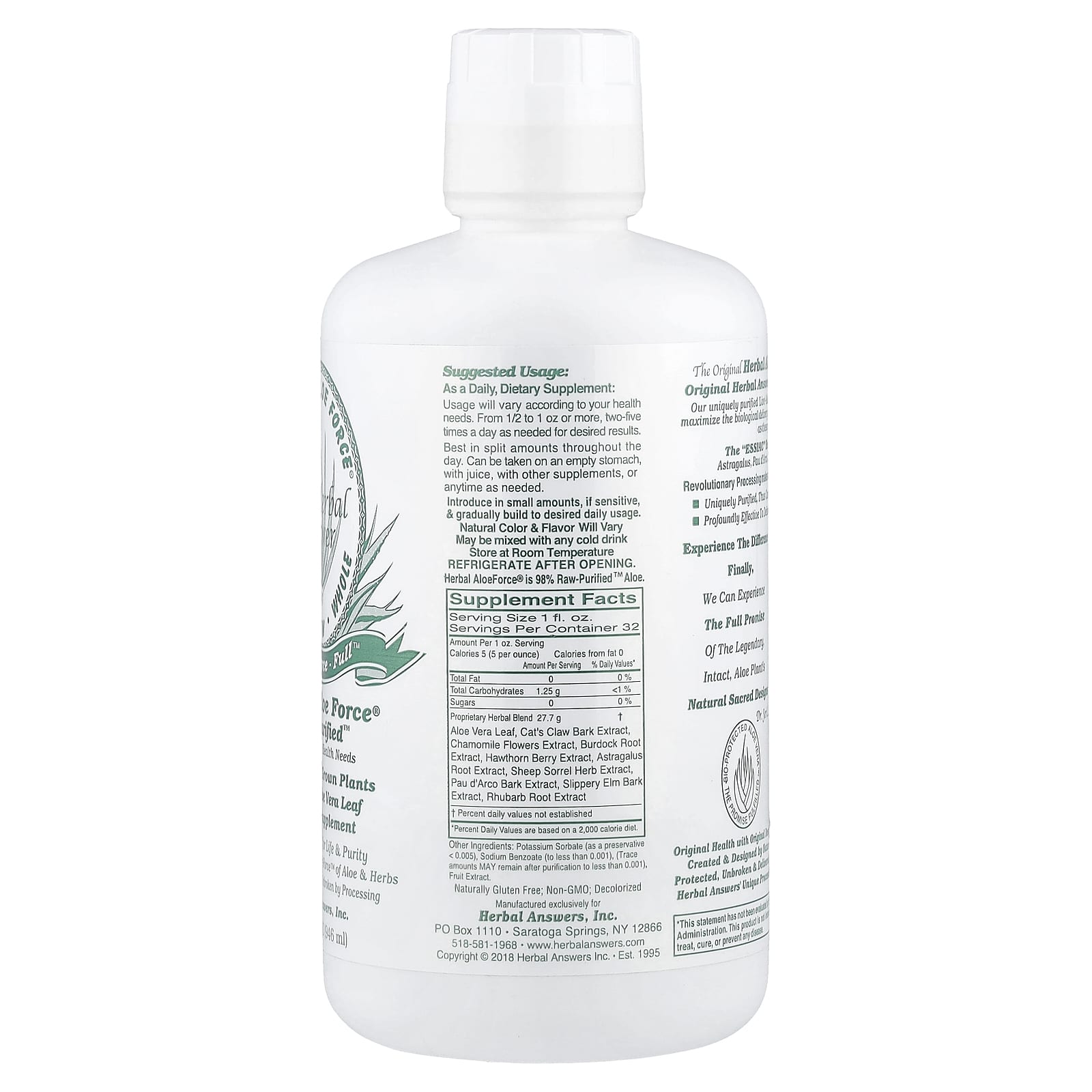 Herbal Answers, Herbal Aloe Force®, Raw Purified™, 32 fl oz (946 ml)