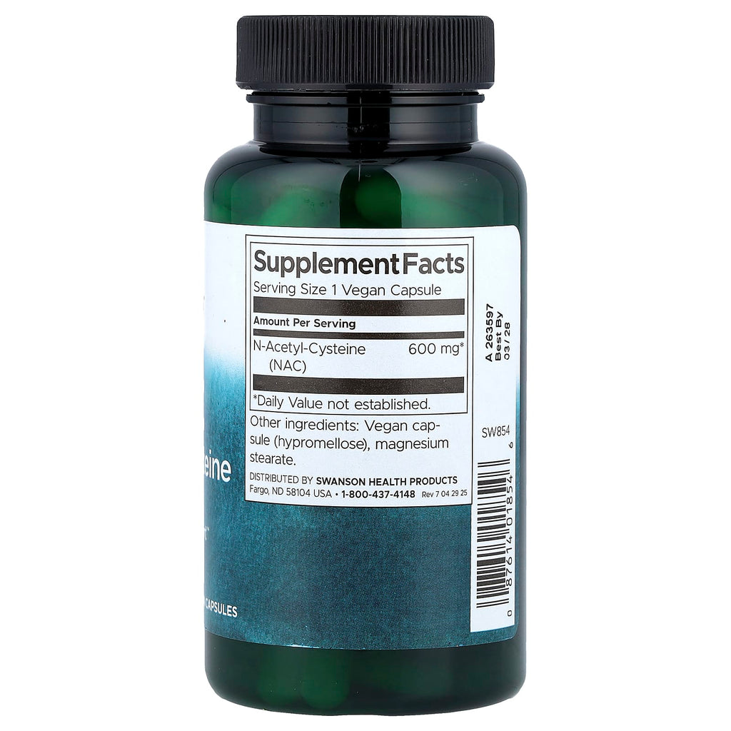Swanson, NAC, 600 mg, 100 Vegan Capsules