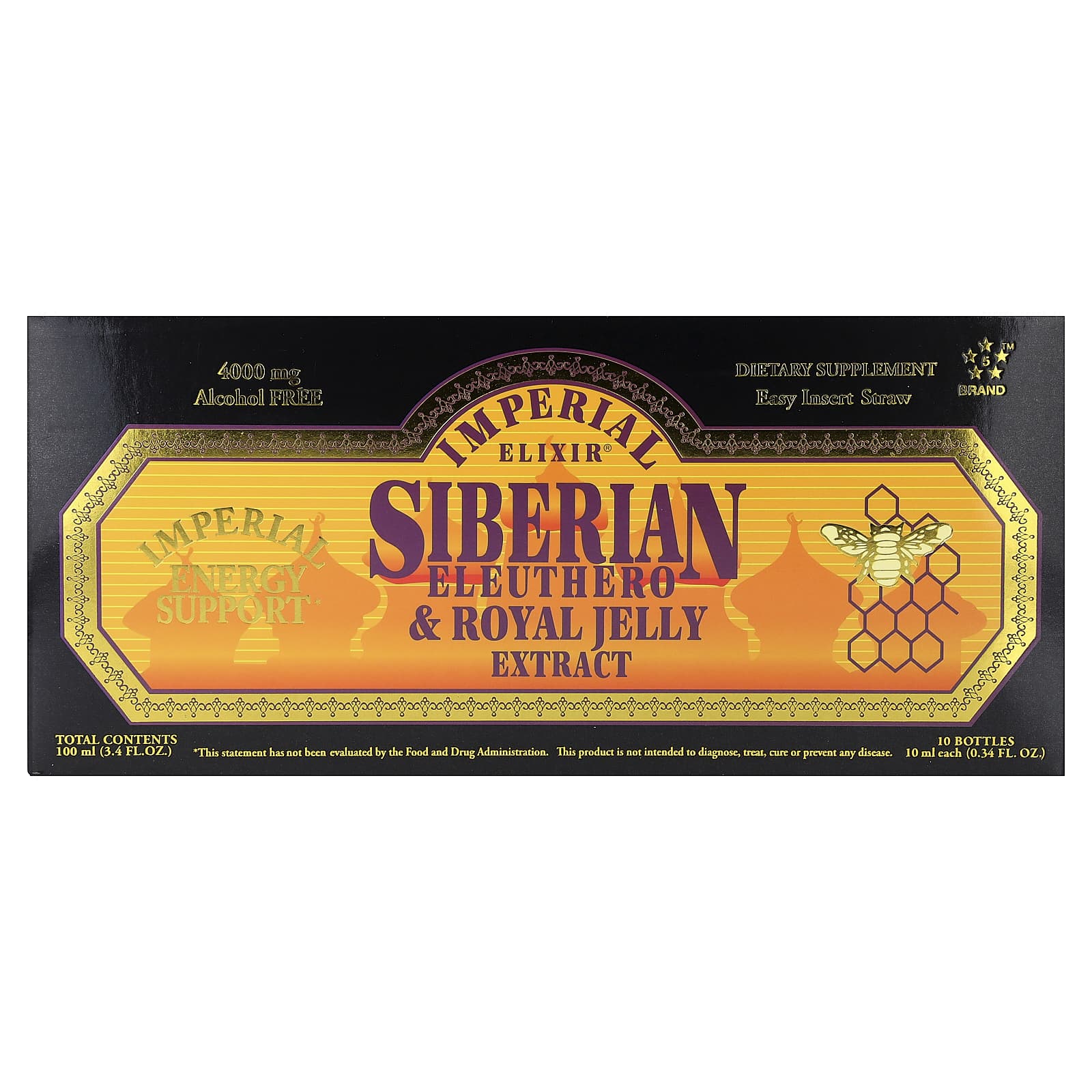 Imperial Elixir, Siberian Eleuthero & Royal Jelly Extract, Alcohol Free, 10 Bottles, 0.34 fl oz (10 ml) Each