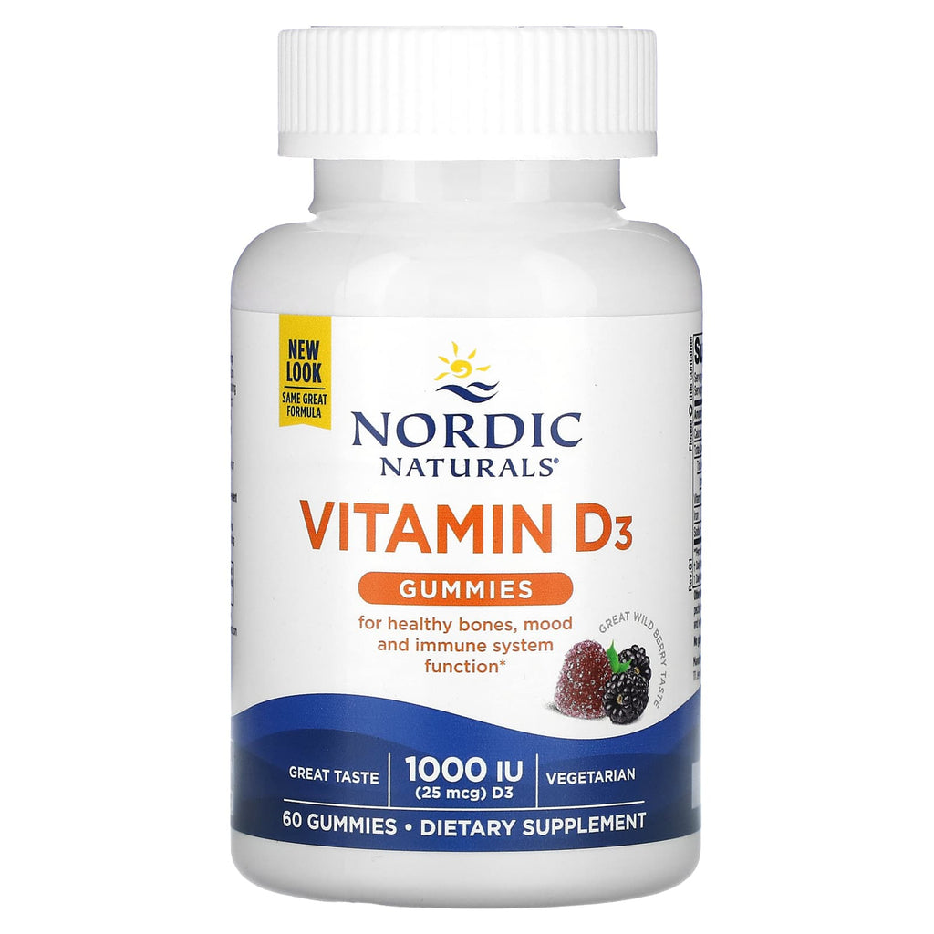 Nordic Naturals, Vitamin D3 Gummies, Wild Berry, 25 mcg (1,000 IU), 60 Gummies