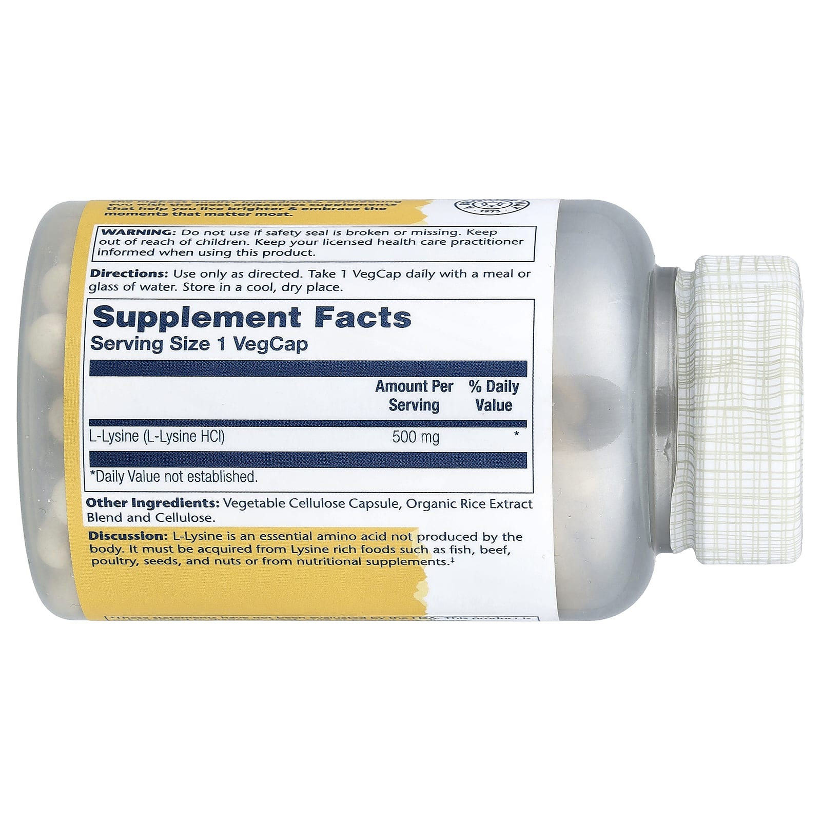 Solaray, L-Lysine, 500 mg, 120 VegCaps