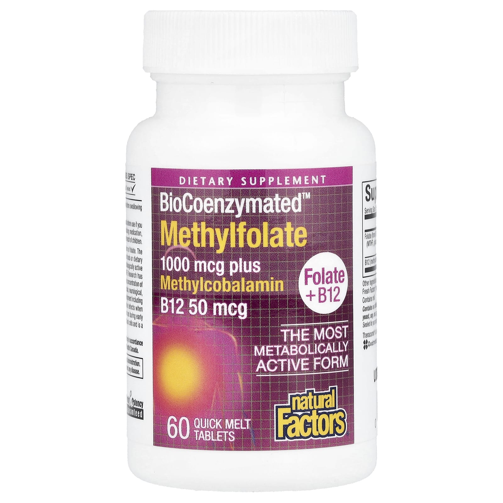 Natural Factors, BioCoenzymated™, Methylfolate, 1,000 mcg, 60 Quick Melt Tablets