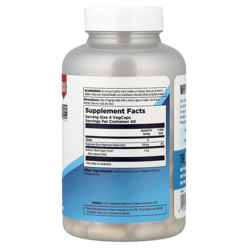 KAL, High Absorption Magnesium Glycinate 350, 160 VegCaps