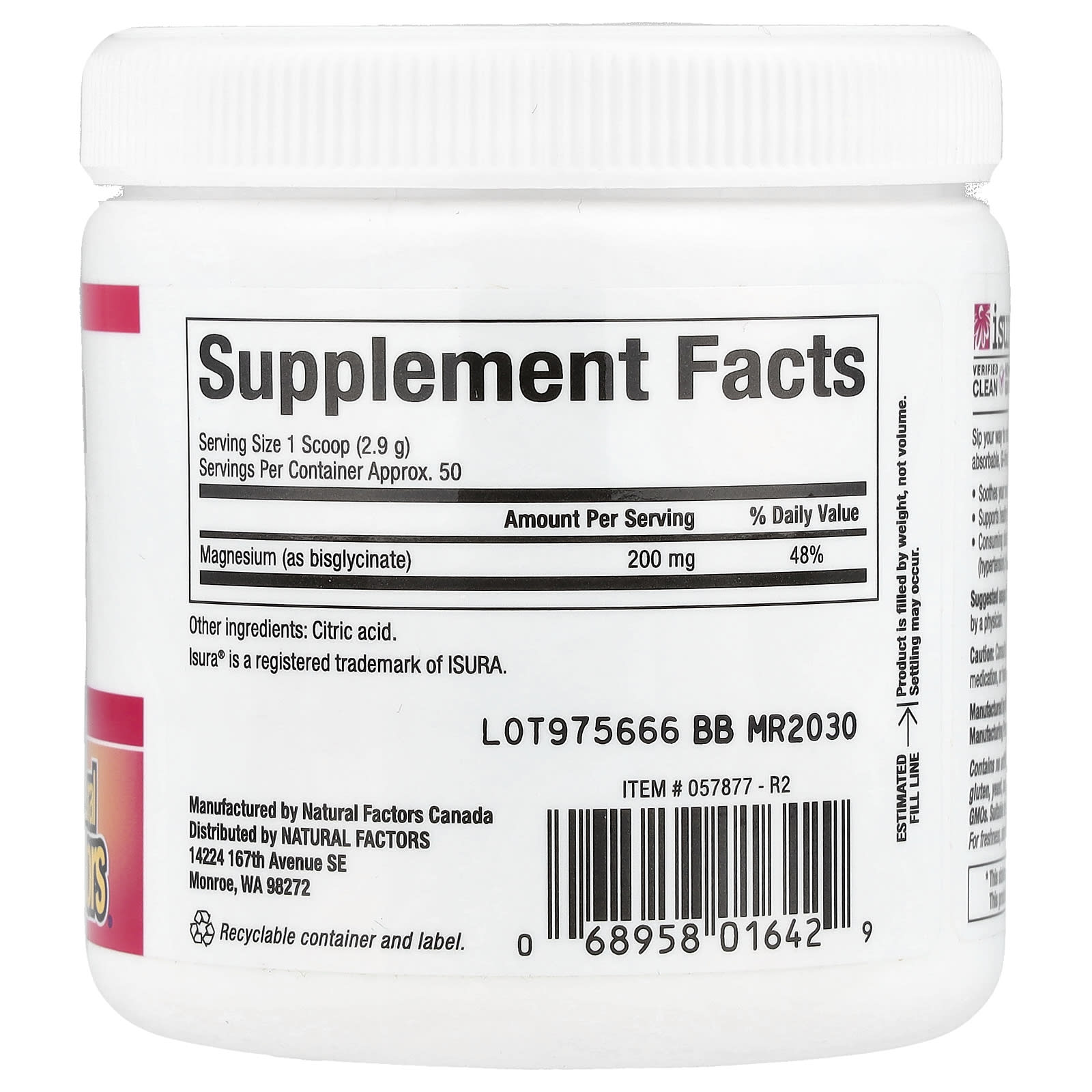 Natural Factors, Magnesium Pure Bisglycinate, 5.1 oz (145 g)