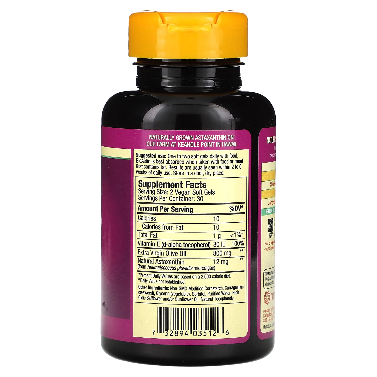 Nutrex Hawaii, BioAstin Supreme, Hawaiian Astaxanthin, 6 mg, 60 Vegan Soft Gels