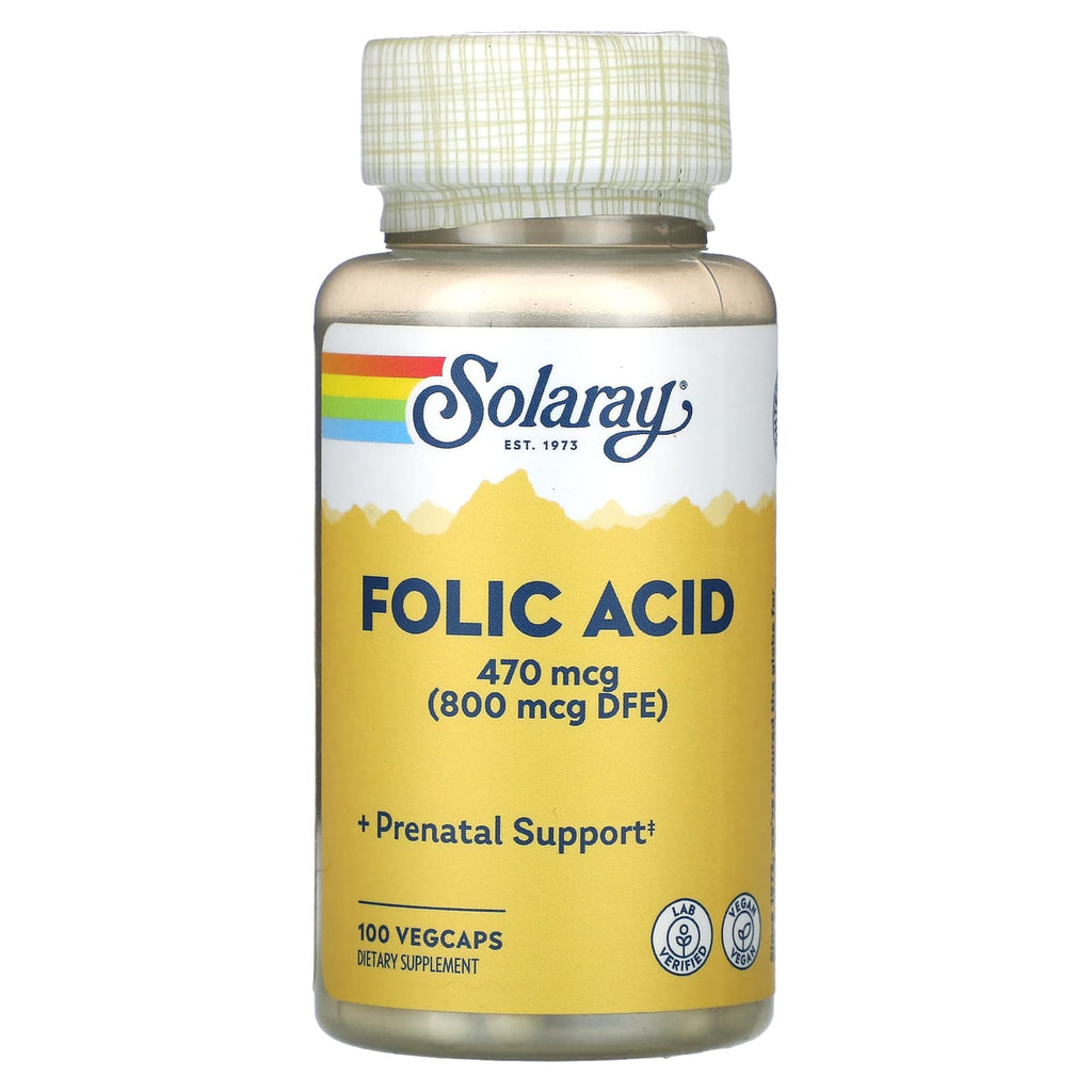 Solaray, Folic Acid, 470 mcg, 100 VegCaps