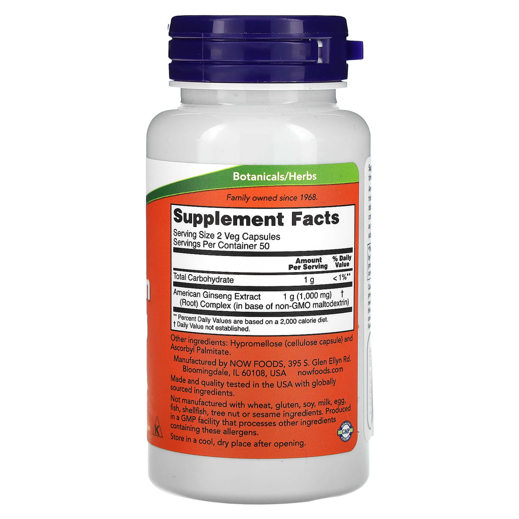 NOW Foods, American Ginseng Extract, 100 Veg Capsules (500 mg per Capsule)