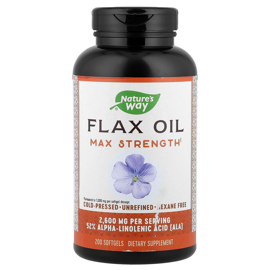Nature's Way, Flax Oil, Max Strength, 200 Softgels (1,300 mg per Softgel)