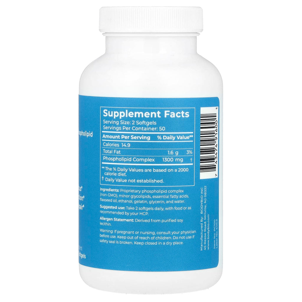 BodyBio, PC, Liposomal Phospholipid Complex, 100 Non-GMO Softgels