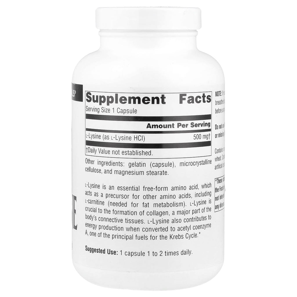 Source Naturals, L-Lysine, 500 mg, 200 Capsules