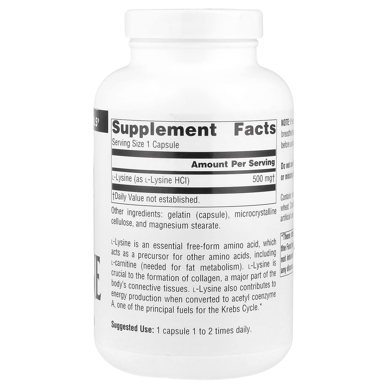 Source Naturals, L-Lysine, 500 mg, 200 Capsules