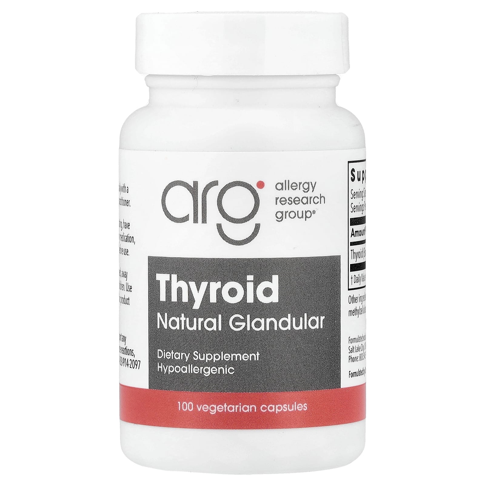 Allergy Research Group, Thyroid, Natural Glandular, 40 mg, 100 Vegetarian Capsules