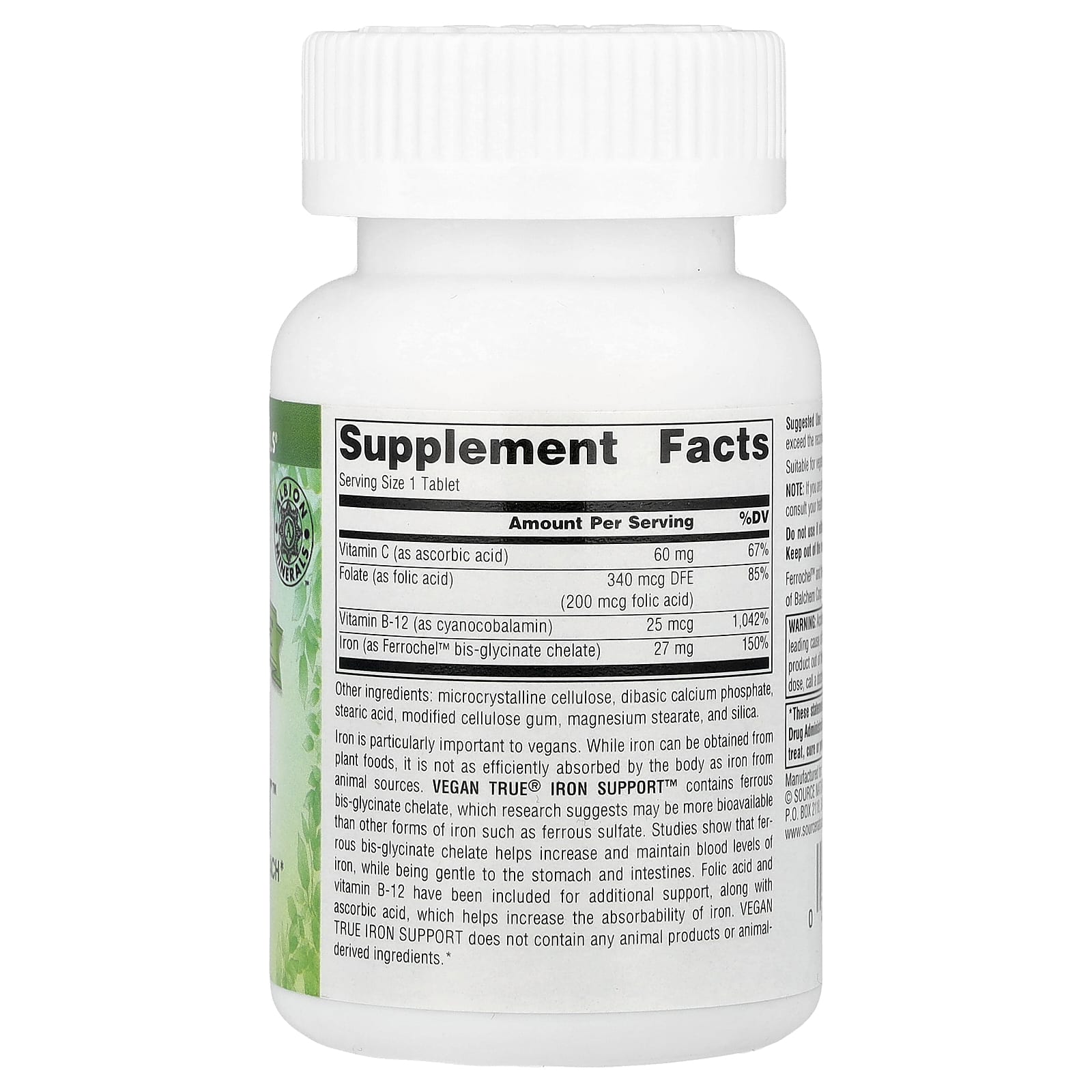 Source Naturals, Vegan True®, Iron Support™, 180 Tablets