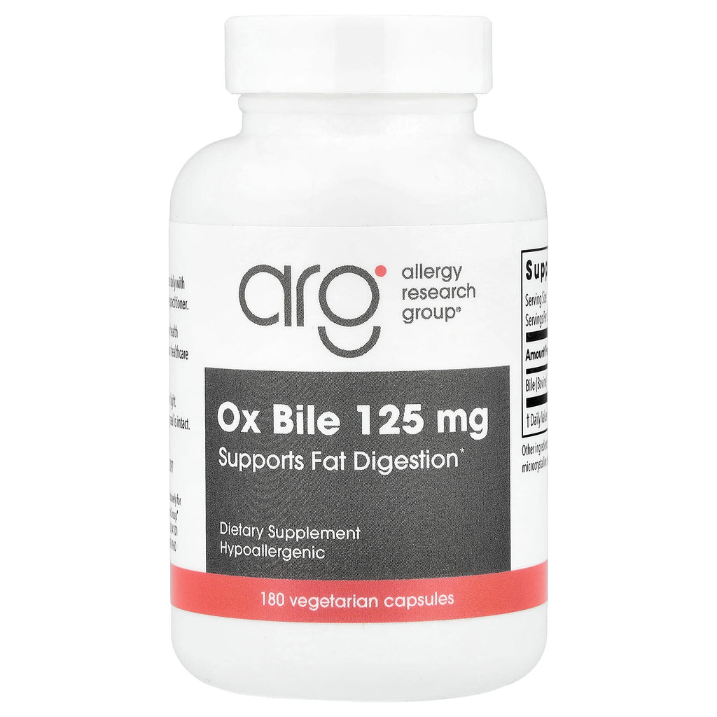 Allergy Research Group, Ox Bile, 125 mg, 180 Vegetarian Capsules