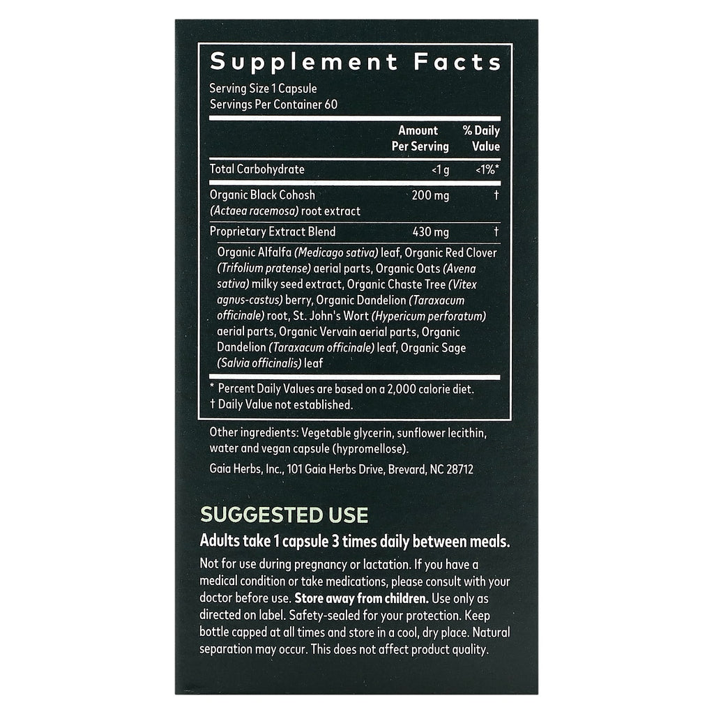 Gaia Herbs, Women, Menopause Support, Daytime, 60 Vegan Liquid Phyto-Caps
