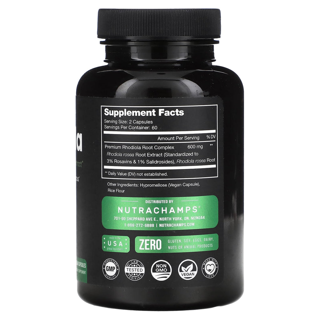 NutraChamps, Rhodiola, 120 Vegan Capsules (300 mg per Capsule)