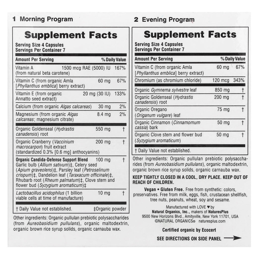 NaturesPlus, Candida Cleanse, 7 Day Program, 2 Bottles, 28 Capsules Each