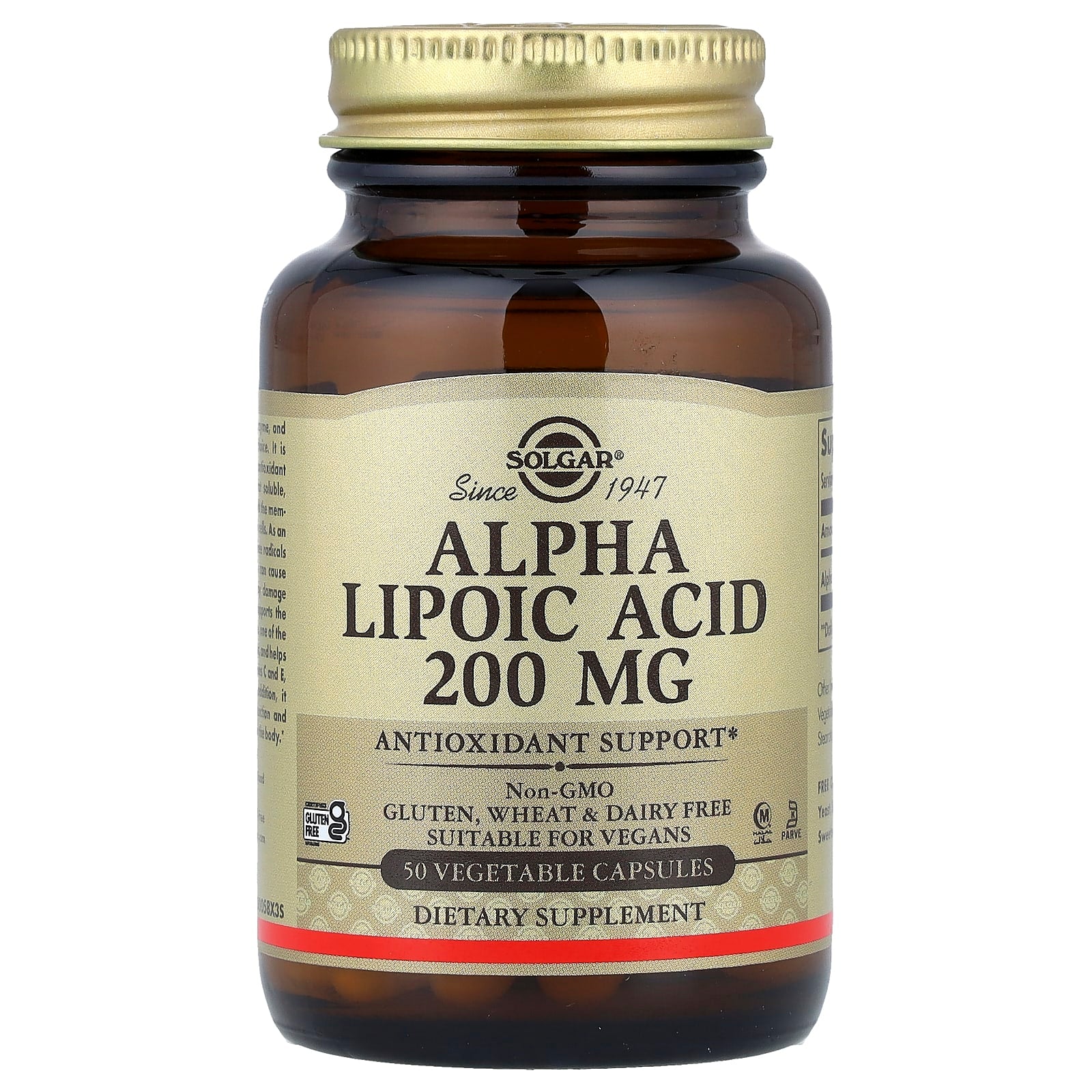 Solgar, Alpha Lipoic Acid, 200 mg, 50 Vegetable Capsules