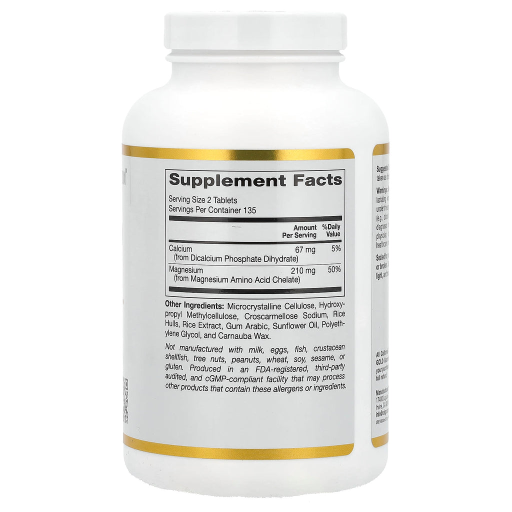 California Gold Nutrition, Magnesium Chelate with Calcium, 270 Tablets