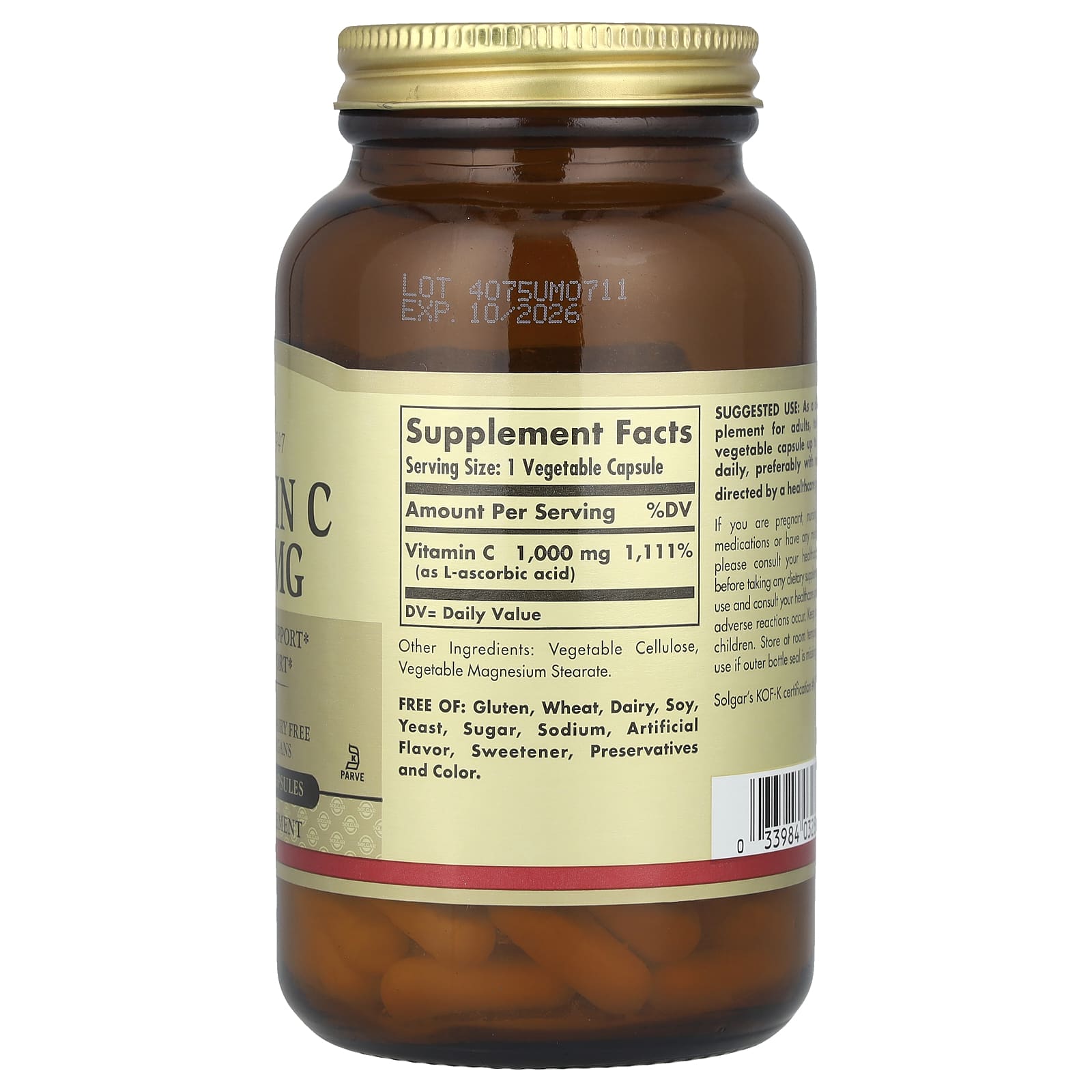 Solgar, Vitamin C, 1,000 mg, 100 Vegetable Capsules