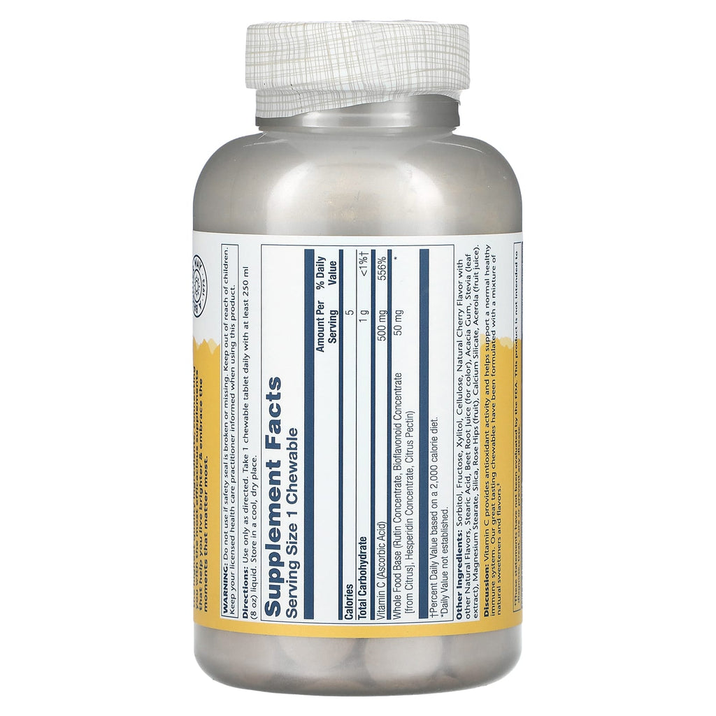 Solaray, Vitamin C Chewables, Natural Cherry, 500 mg, 100 Chewables