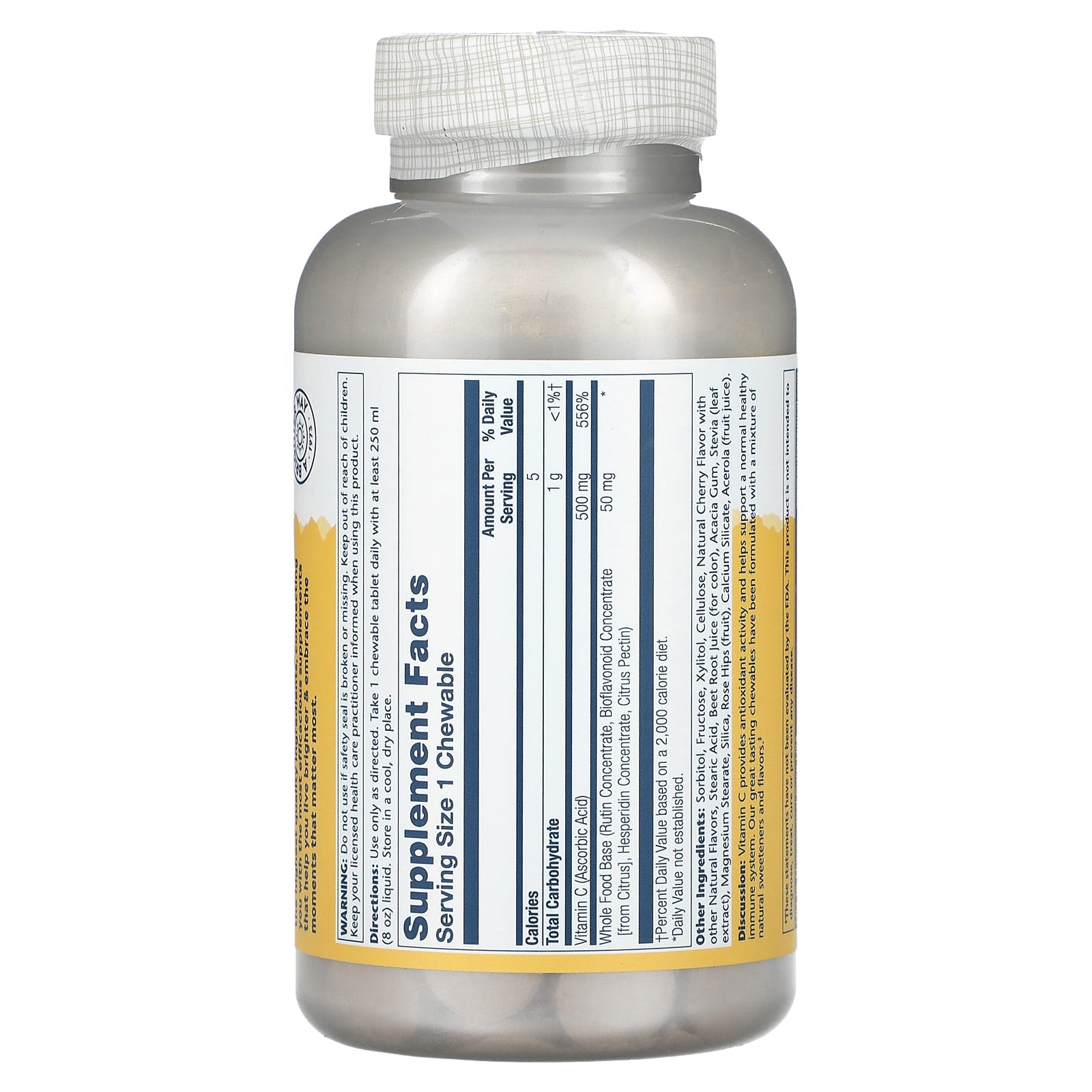 Solaray, Vitamin C Chewables, Natural Cherry, 500 mg, 100 Chewables
