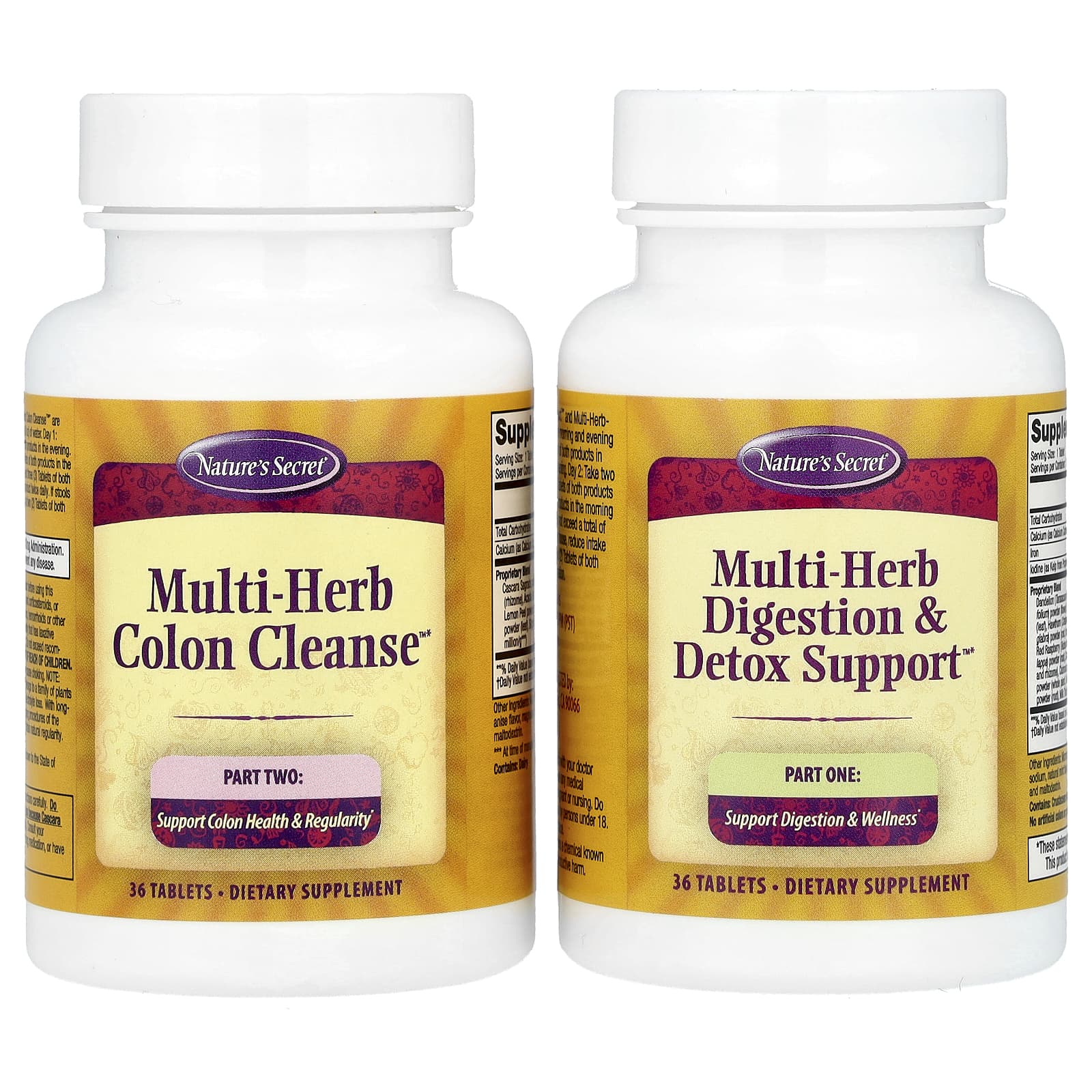 Nature's Secret, 7-Day Ultimate Cleanse, 2-Part Total-Body Cleanse, 2 Bottles, 36 Tablets Each