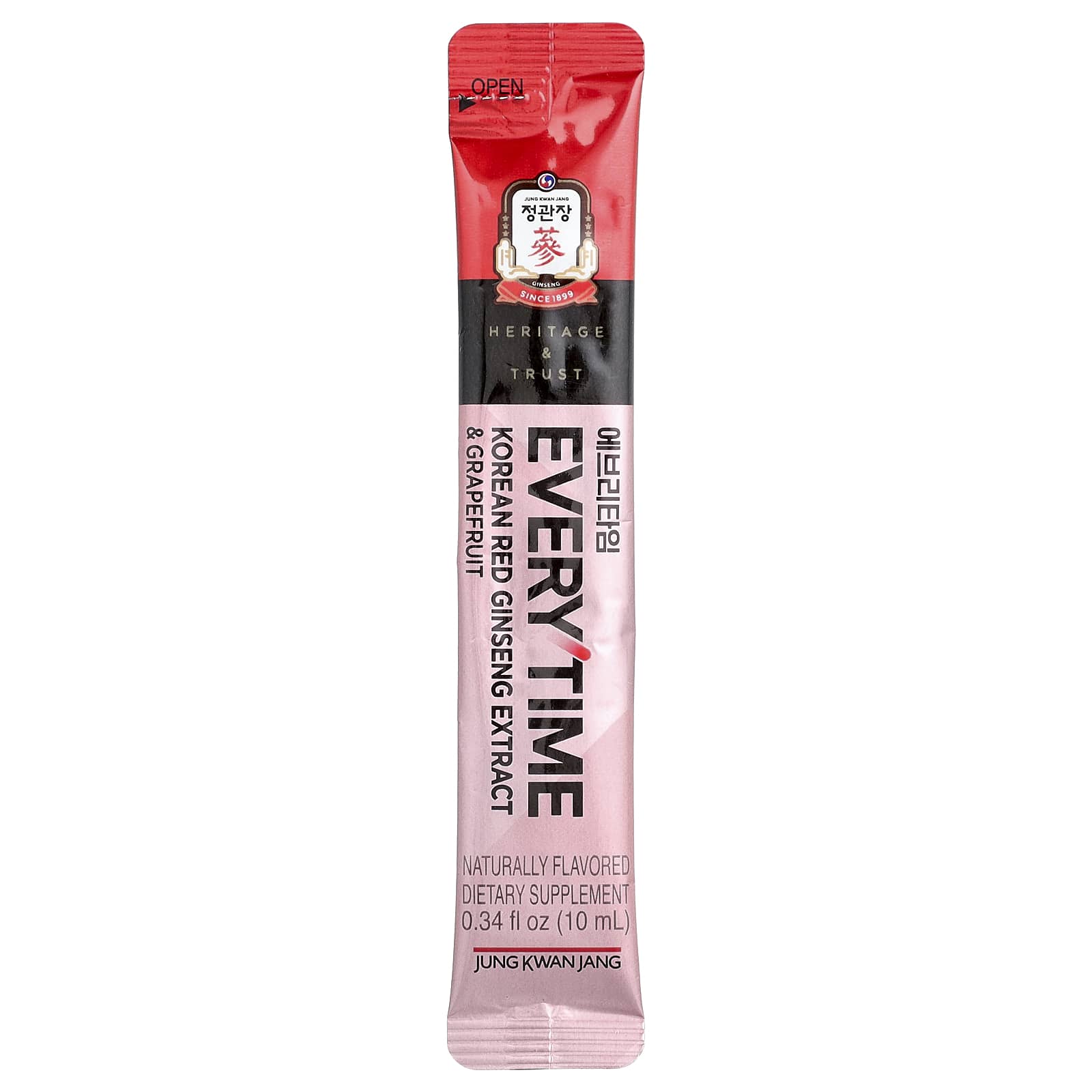 JungKwanJang, Korean Red Ginseng Extract, Everytime, Grapefruit, 30 Liquid Sticks, 0.34 fl oz (10 ml) Each