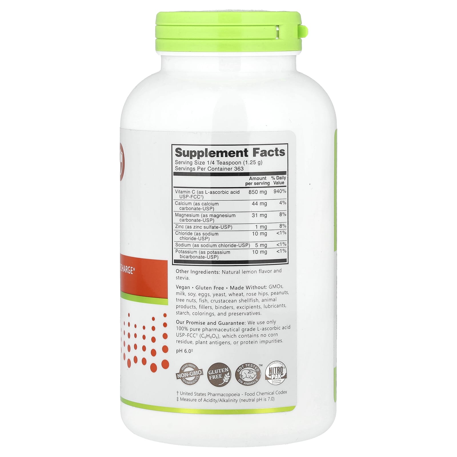 NutriBiotic, Immunity, Lemon Electro-C Powder, 16 oz (454 g)