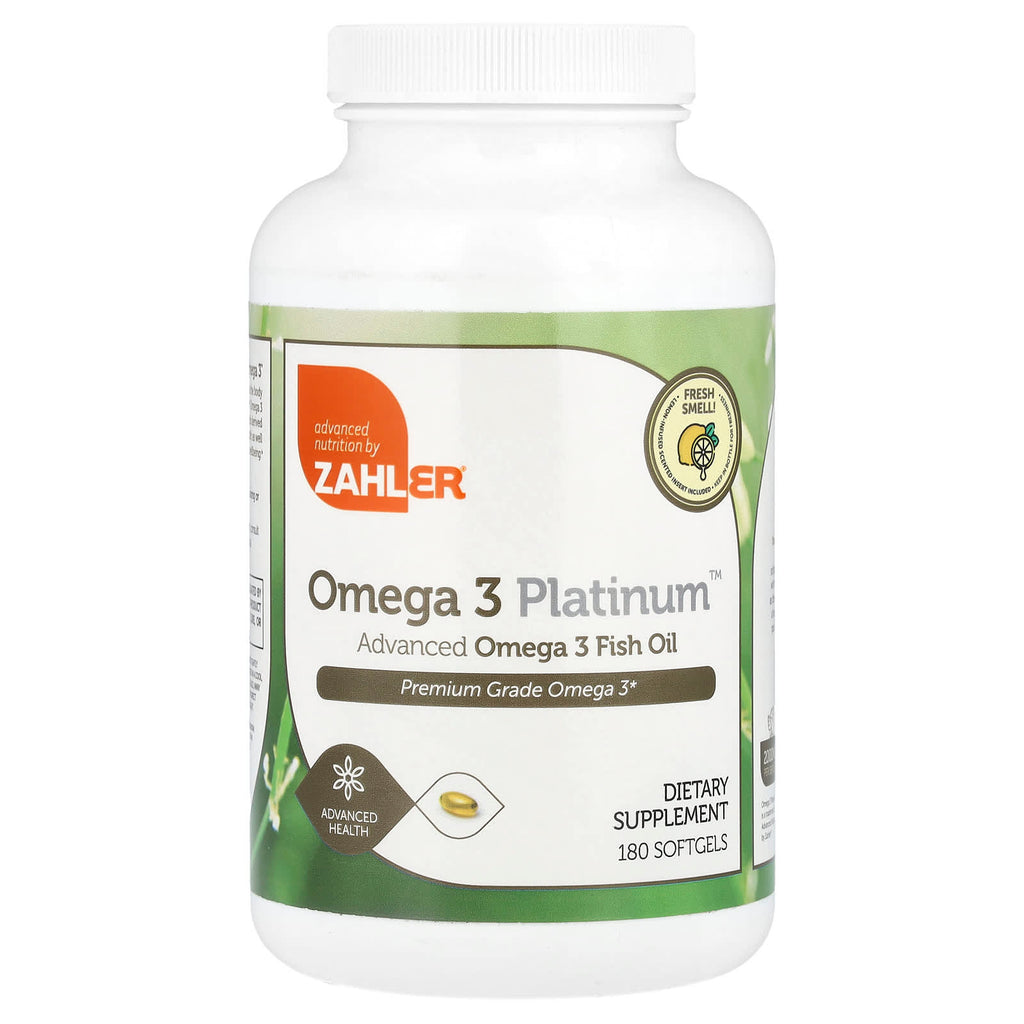 Zahler, Omega 3 Platinum™, Advanced Omega 3 Fish Oil, 180 Softgels (1,000 mg per Softgel)