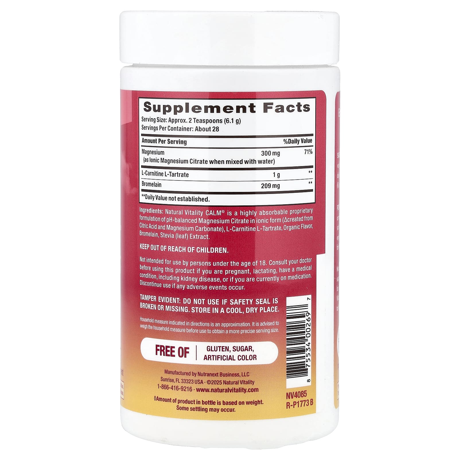 Natural Vitality, CALM® Specifics Muscles, Magnesium Citrate Drink Mix, Watermelon, 6 oz (170 g)
