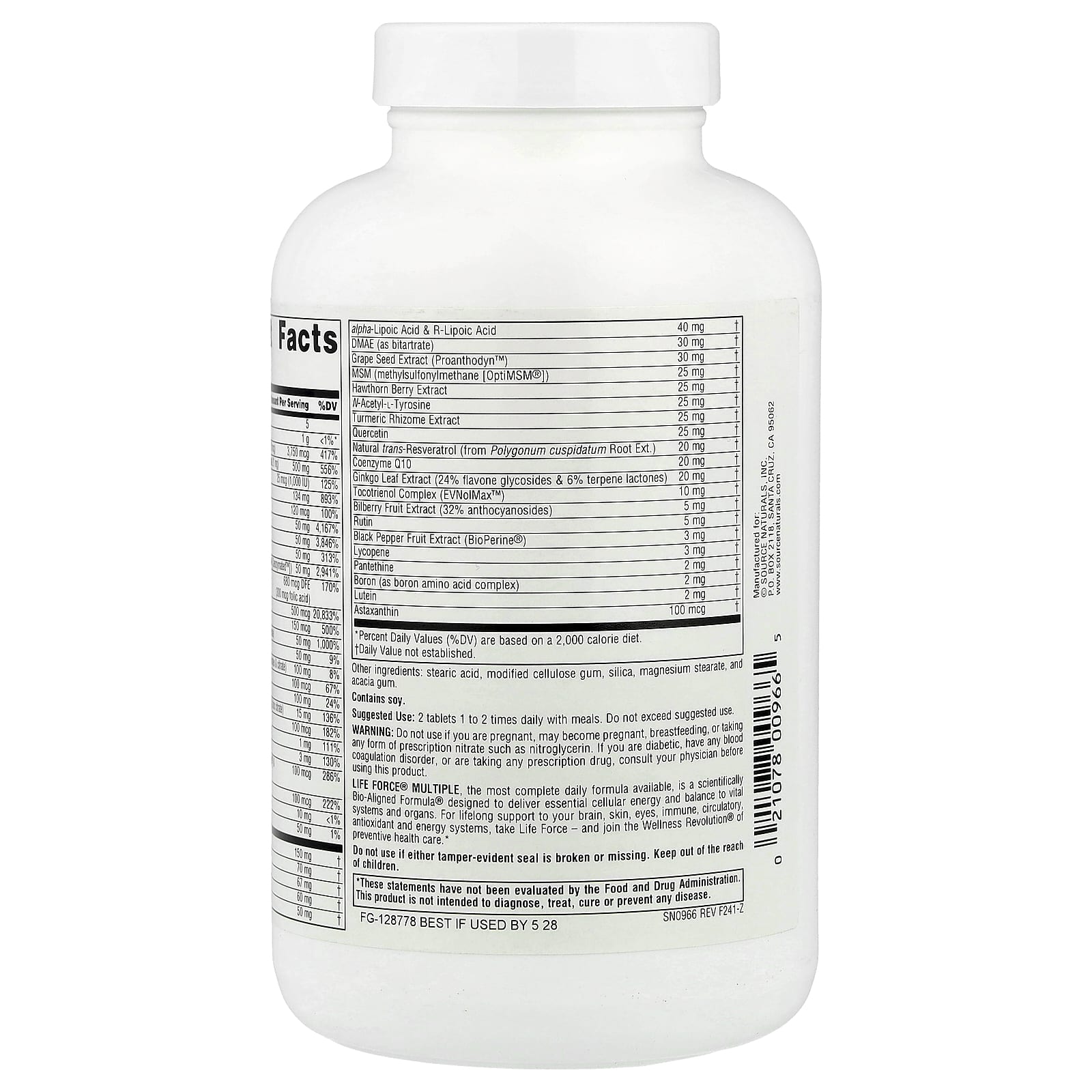 Source Naturals, Life Force Multiple®, No Iron, 120 Tablets