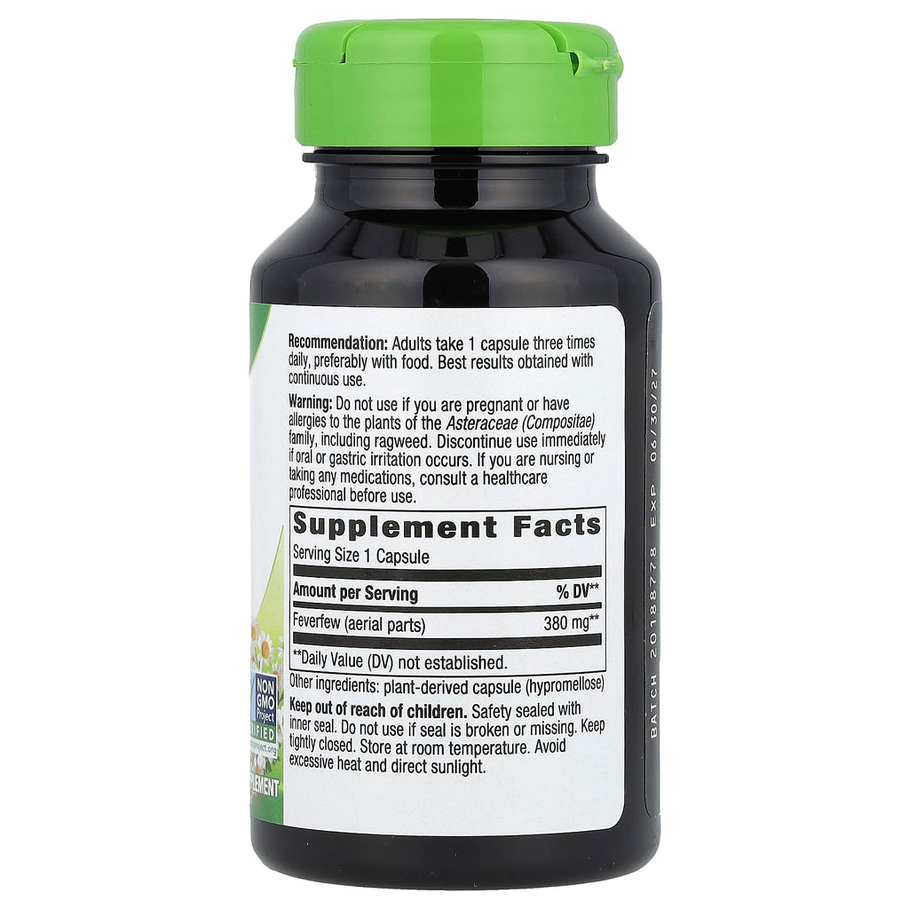 Nature's Way, Feverfew Herb, 380 mg, 100 Vegan Capsules