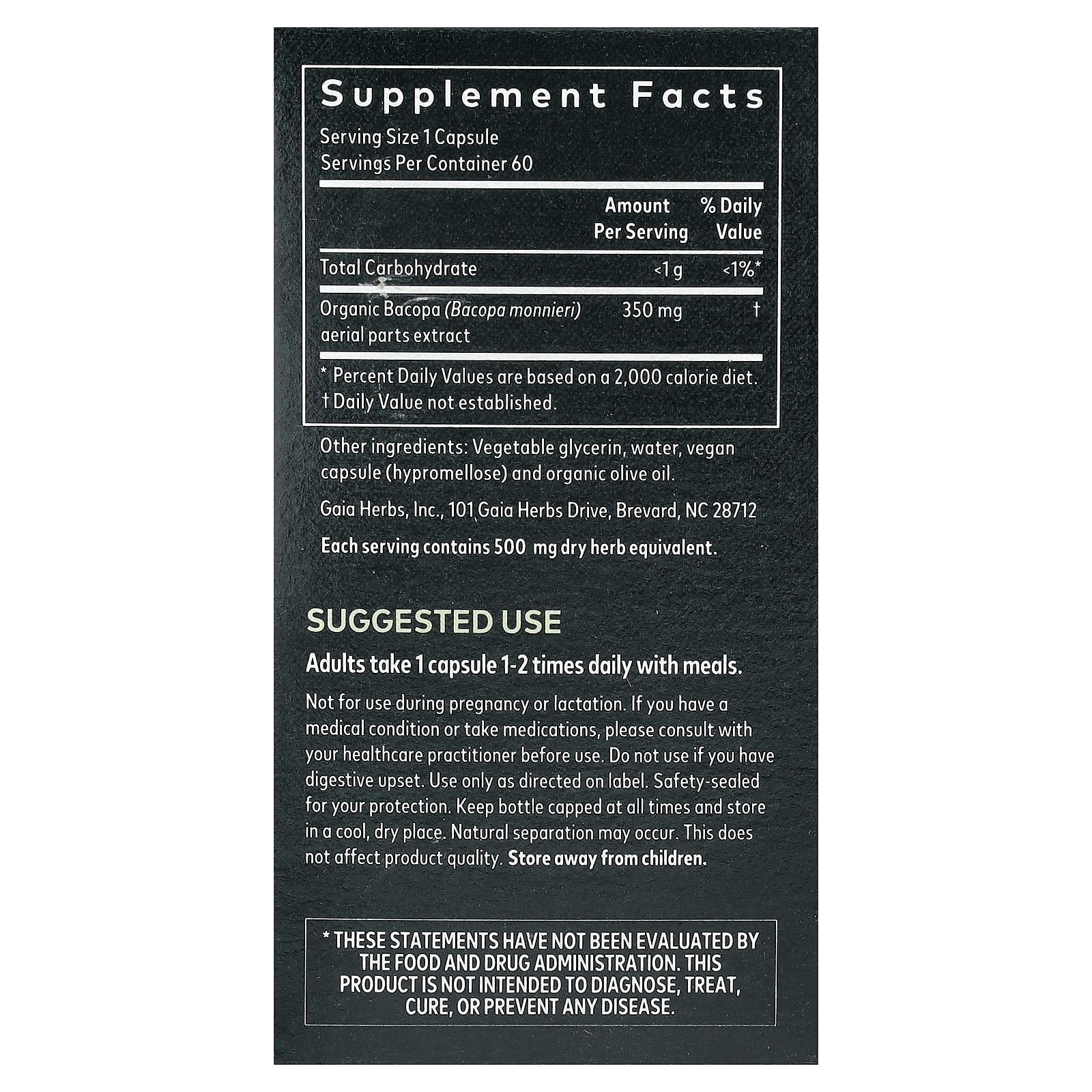 Gaia Herbs, Bacopa, 60 Vegan Liquid Phyto-Caps® (350 mg per Capsule)