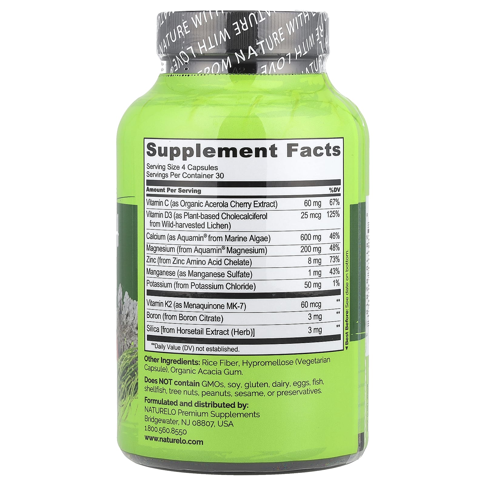 NATURELO, Bone Strength, Plant Calcium Complex, 120 Vegetarian Capsules