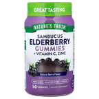 Nature's Truth, Sambucus Elderberry + Vitamin C, Zinc, Natural Berry, 50 Gummies