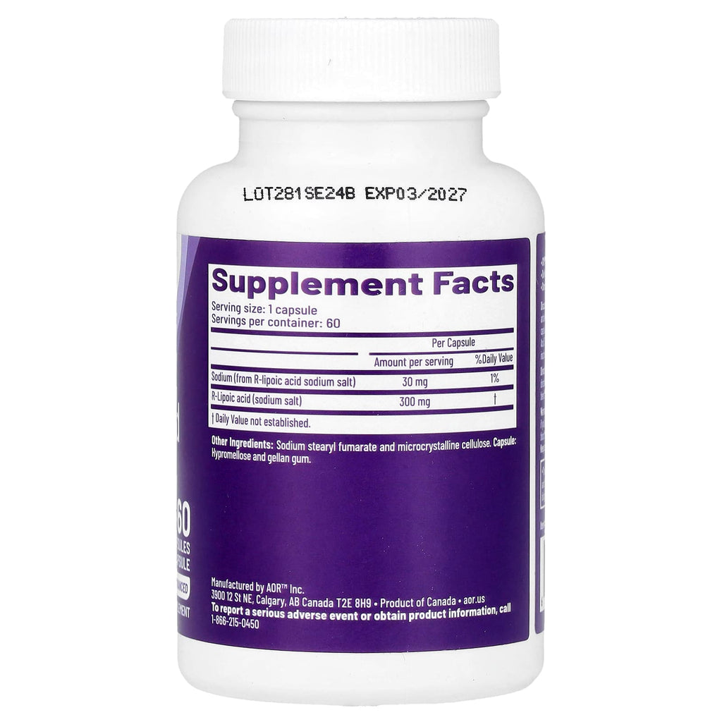 Advanced Orthomolecular Research AOR, R-Lipoic Acid, 300 mg, 60 Capsules