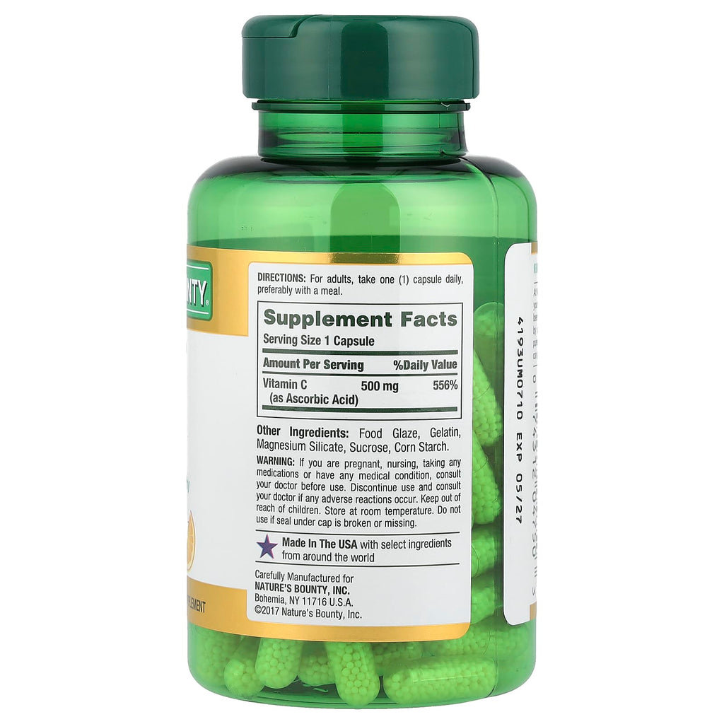 Nature's Bounty, Time Released Vitamin C, 500 mg, 100 Capsules