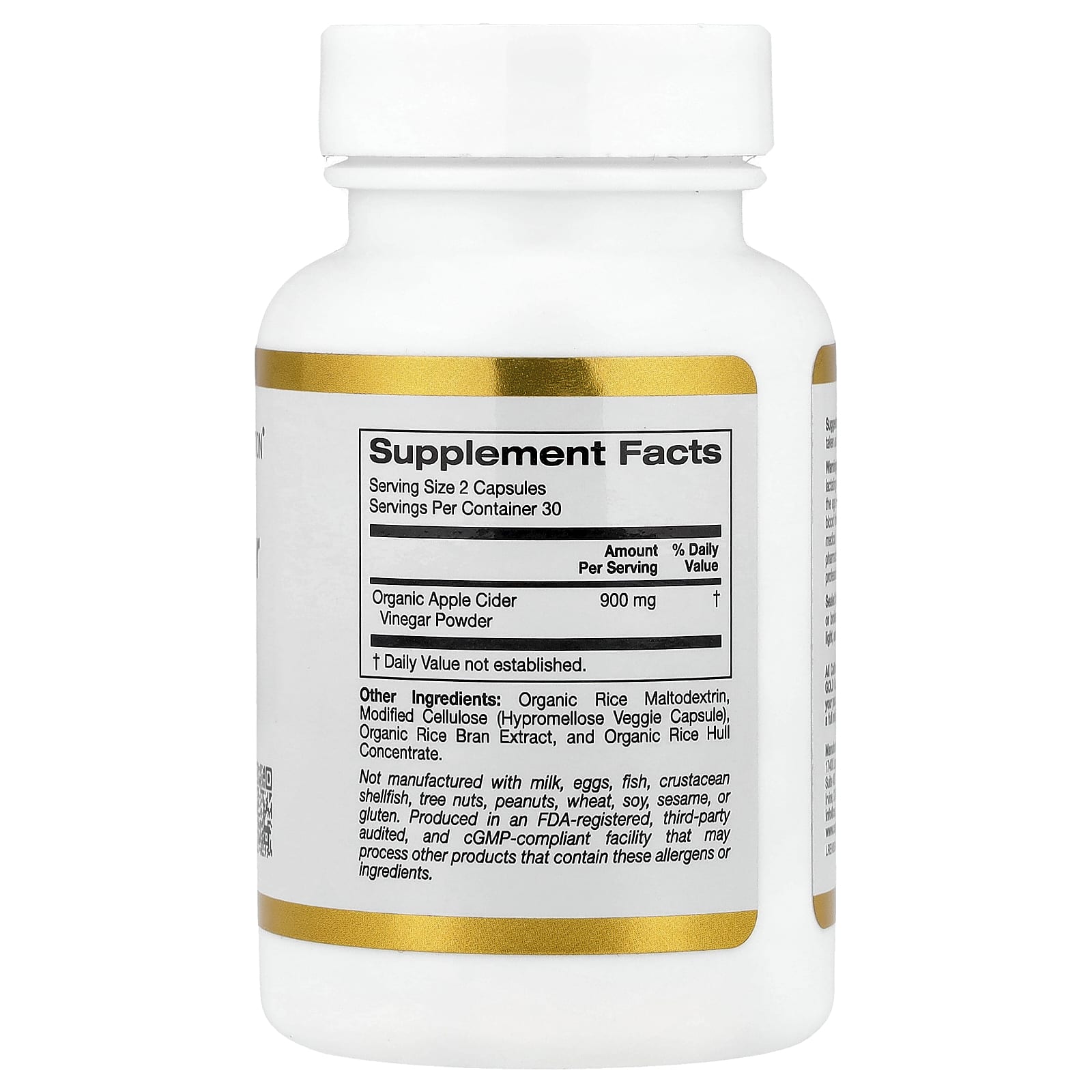 California Gold Nutrition, Apple Cider Vinegar, 60 Veggie Capsules (450 mg per Capsule)