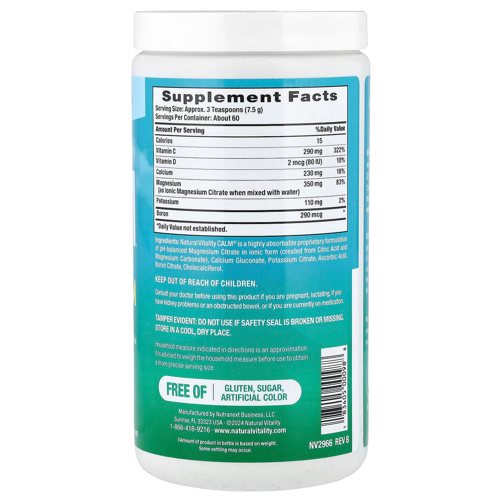 Natural Vitality, CALM® Plus Calcium, Magnesium-Calcium Drink Mix, Original Unflavored, 16 oz (453 g)