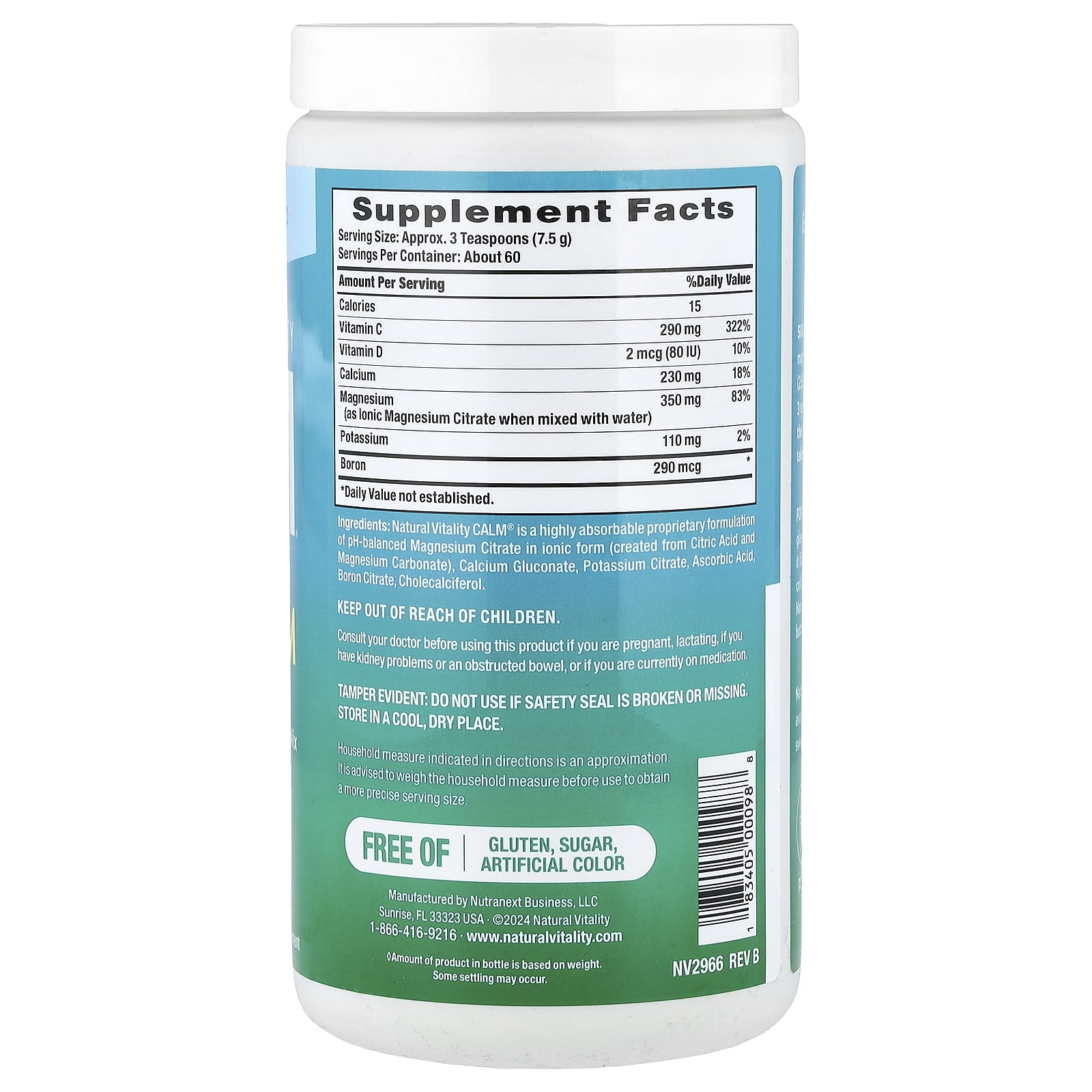 Natural Vitality, CALM® Plus Calcium, Magnesium-Calcium Drink Mix, Original Unflavored, 16 oz (453 g)