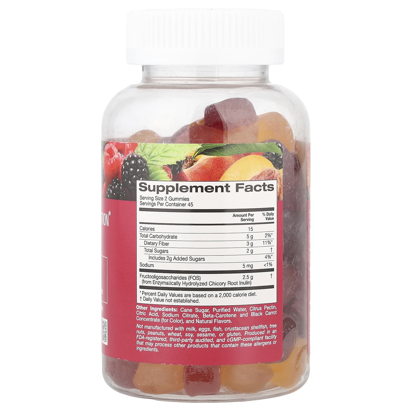 California Gold Nutrition, Fiber Gummies, Natural Blackberry, Peach & Raspberry, 90 Vegetarian Gummies 