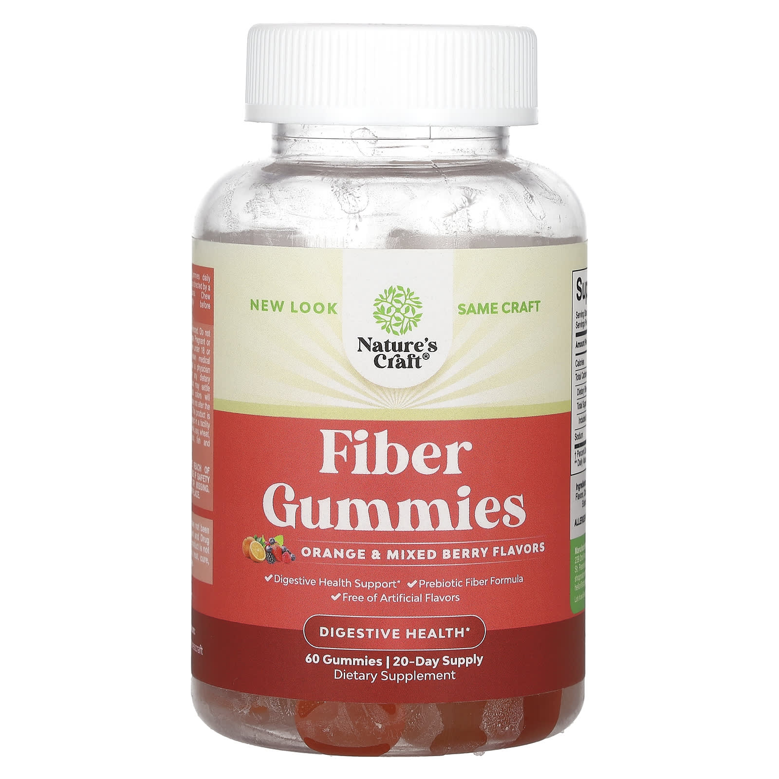 Nature's Craft, Fiber Gummies, Orange and Mixed Berry, 60 Gummies