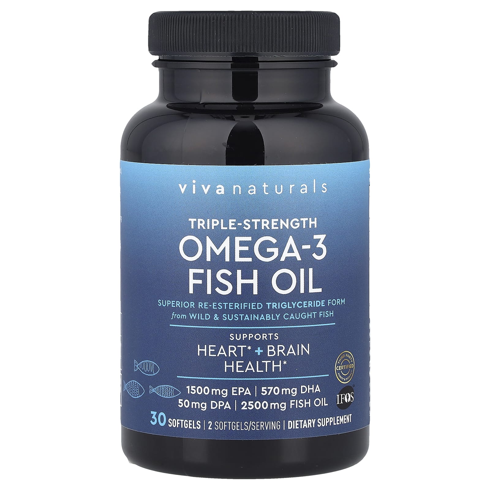 Viva Naturals, Omega-3 Fish Oil, Triple-Strength, 30 Softgels (1,250 mg per Softgel)