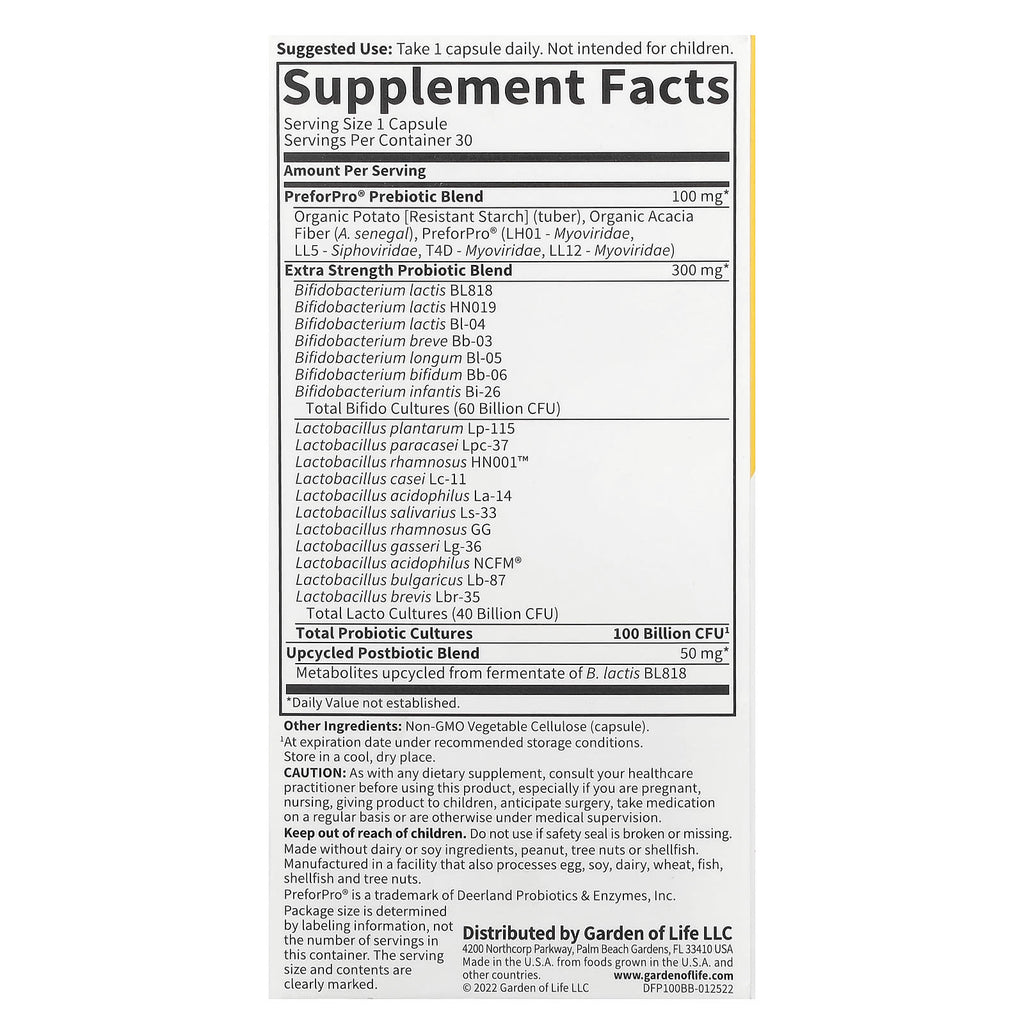 Garden of Life, Probiotics, 30 Vegetarian Capsules