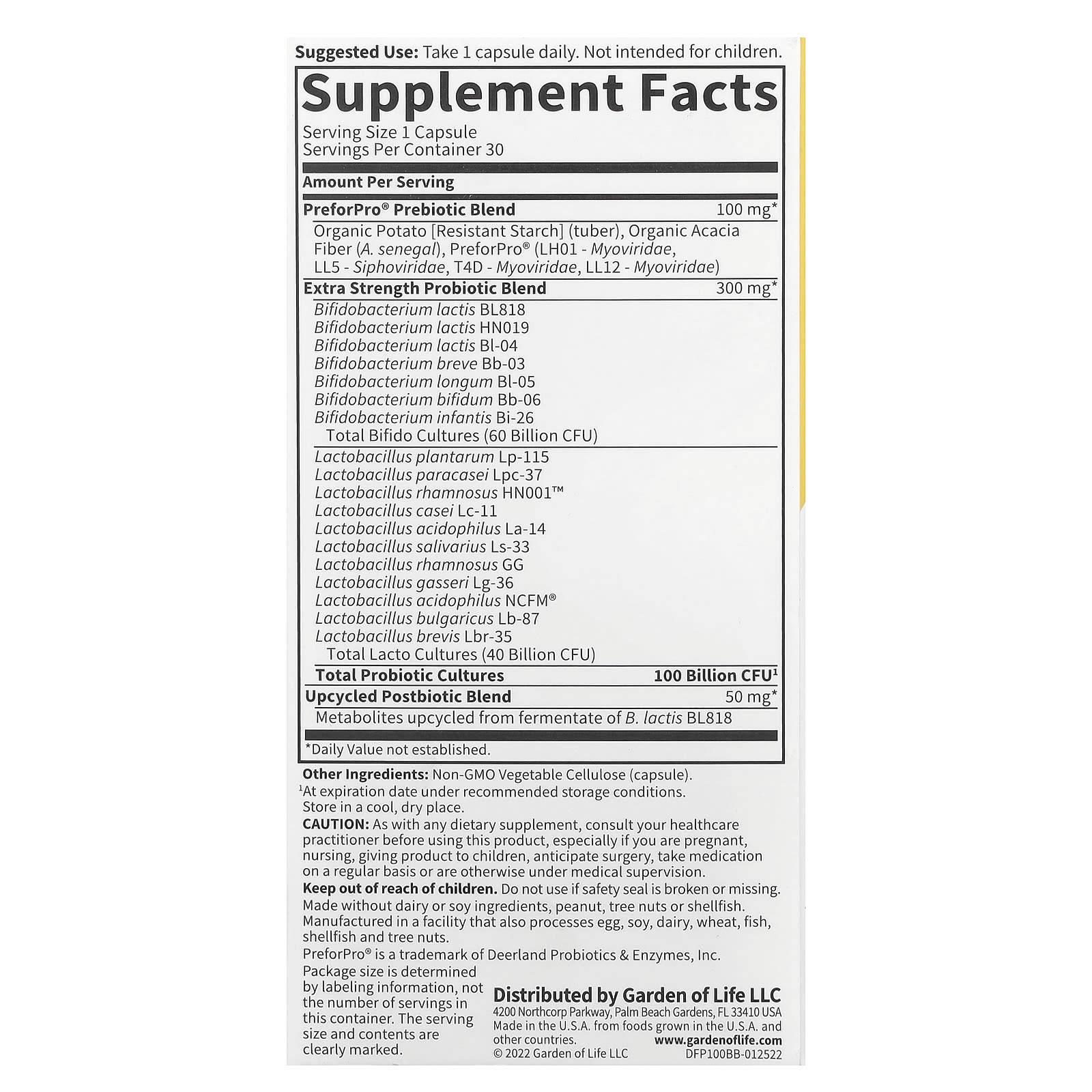 Garden of Life, Probiotics, 30 Vegetarian Capsules