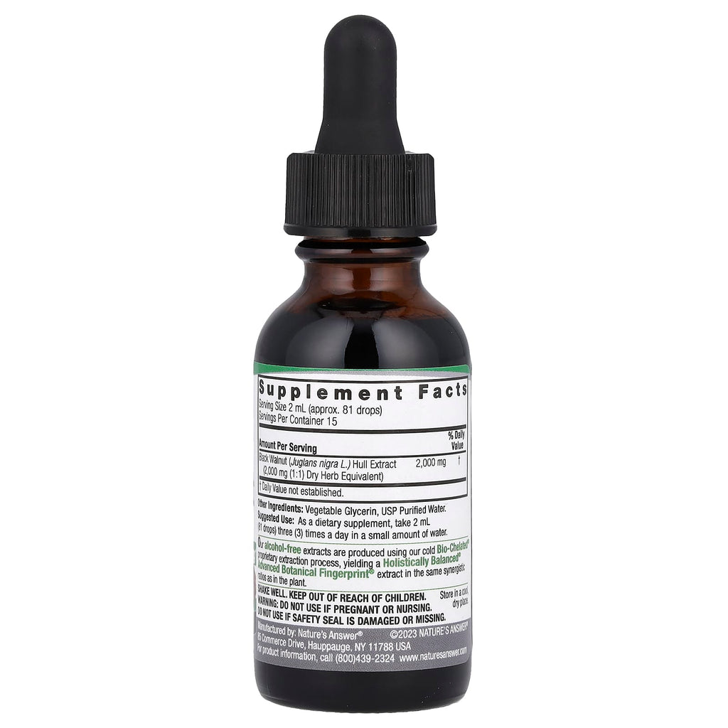 Nature's Answer, Black Walnut Hull, Fluid Extract, Alcohol-Free, 2,000 mg, 1 fl oz (30 mL)