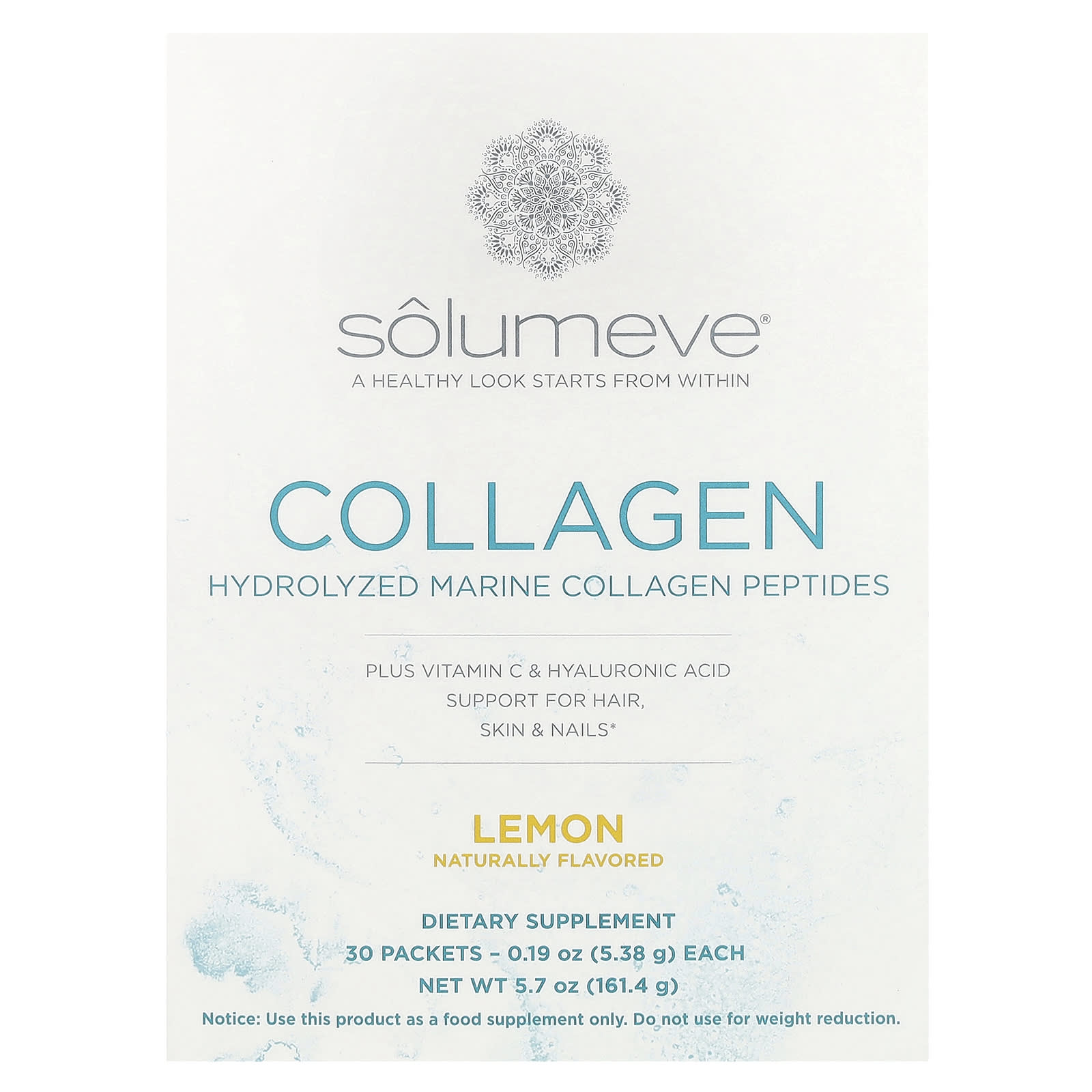 Solumeve, Marine Collagen Peptides Plus Vitamin C and Hyaluronic Acid, Lemon, 30 Packets, 0.19 oz (5.38 g) Each